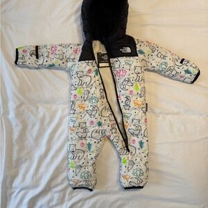 The North Face Kids Animal Print One Piece - White and Black